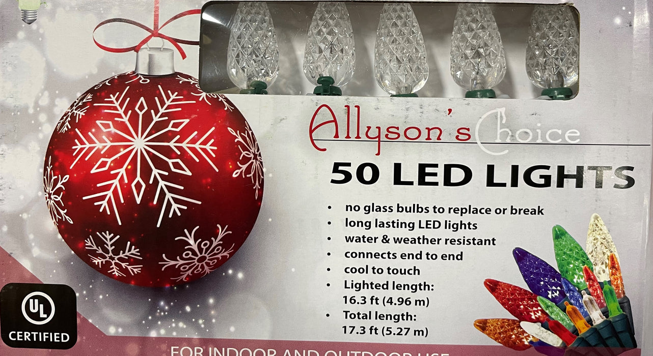 50 Warm White LED C6 Faceted Light Set