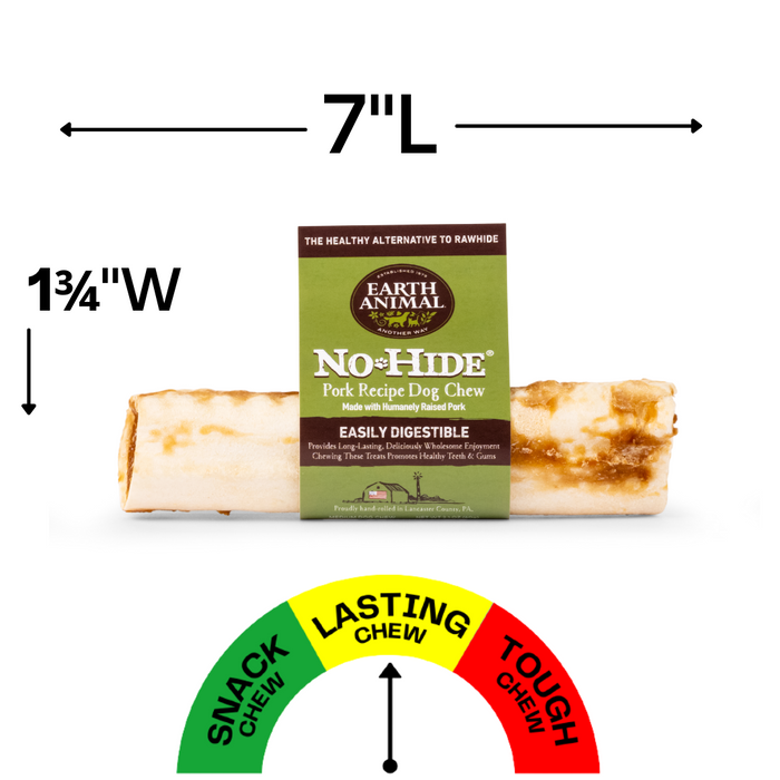 Earth Animal Pork No-Hide® Wholesome Dog Chews - Medium, 7"