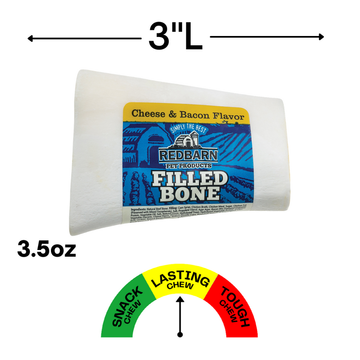 Redbarn Naturals Filled Bone Cheese N' Bacon - Small, 3"