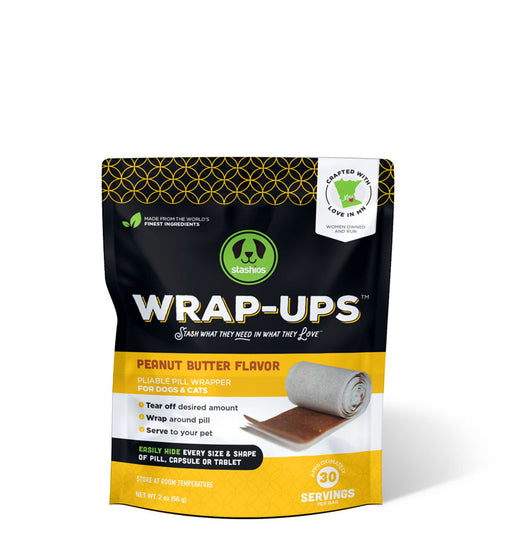 Stashios Wrap-Ups Peanut Butter Flavor Pliable Pill Wrappers for Dogs & Cats