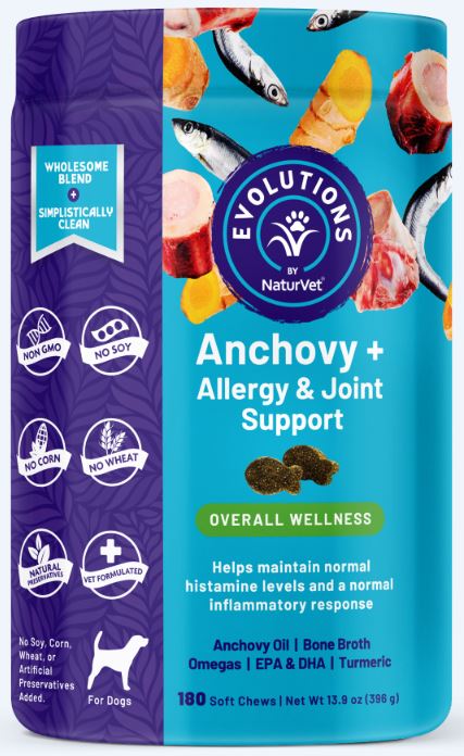NaturVet Evolutions - Anchovy + Allergy & Joint Support Soft Chews for Dogs