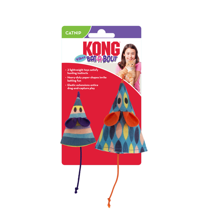 KONG Cat Bat-A-Bout Vibez Mouse Cat Toy, 2pk