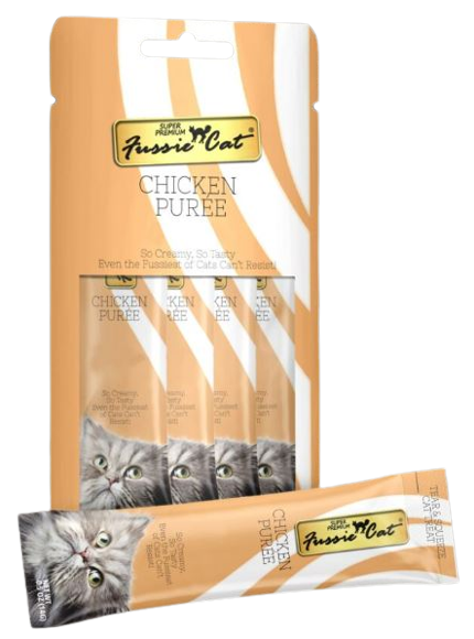 Fussie Cat Purée Cat Treat, Chicken, 4 pack