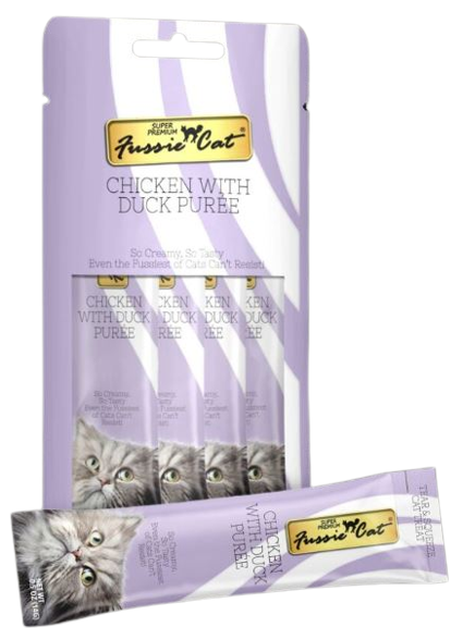 Fussie Cat Purée Cat Treat, Chickn with Duck, 4 pack
