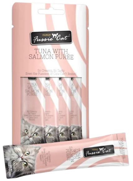 Fussie Cat Purée Tuna with Salmon Cat Treat, 4 pack