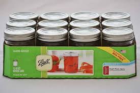 Ball Mason Jars, 12 Regular Mouth Half Pint 8oz Jars with Lids & Bands