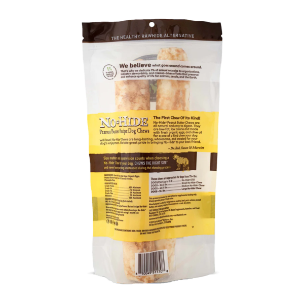 Earth Animal Peanut Butter No-Hide Wholesome Dog Chew 11" (2 pack)
