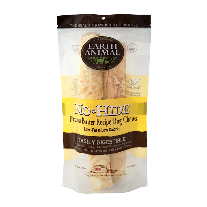 Earth Animal Peanut Butter No-Hide Wholesome Dog Chew 11" (2 pack)