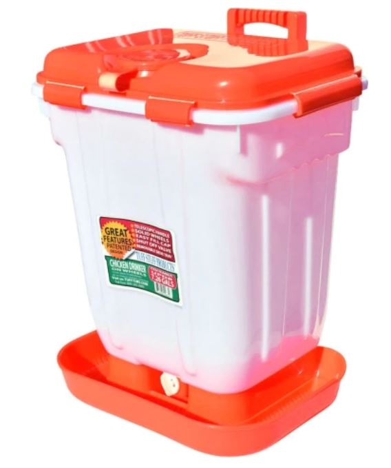 Tuff Stuff Poultry Drinker w/ Telescopic Handle & Wheels, 7.26 gal