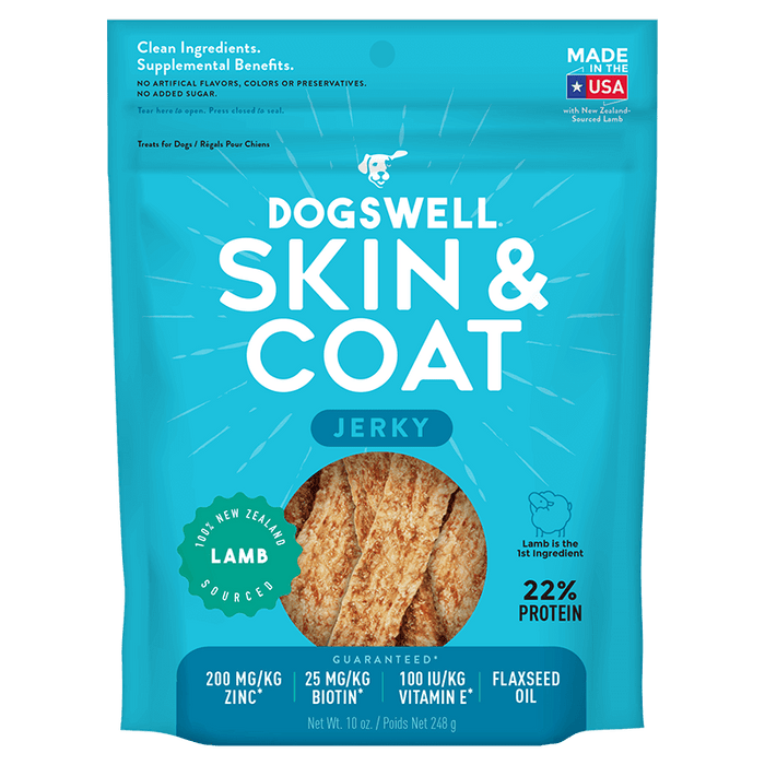 Dogswell Skin & Coat Jerky Treats, Lamb, 10oz